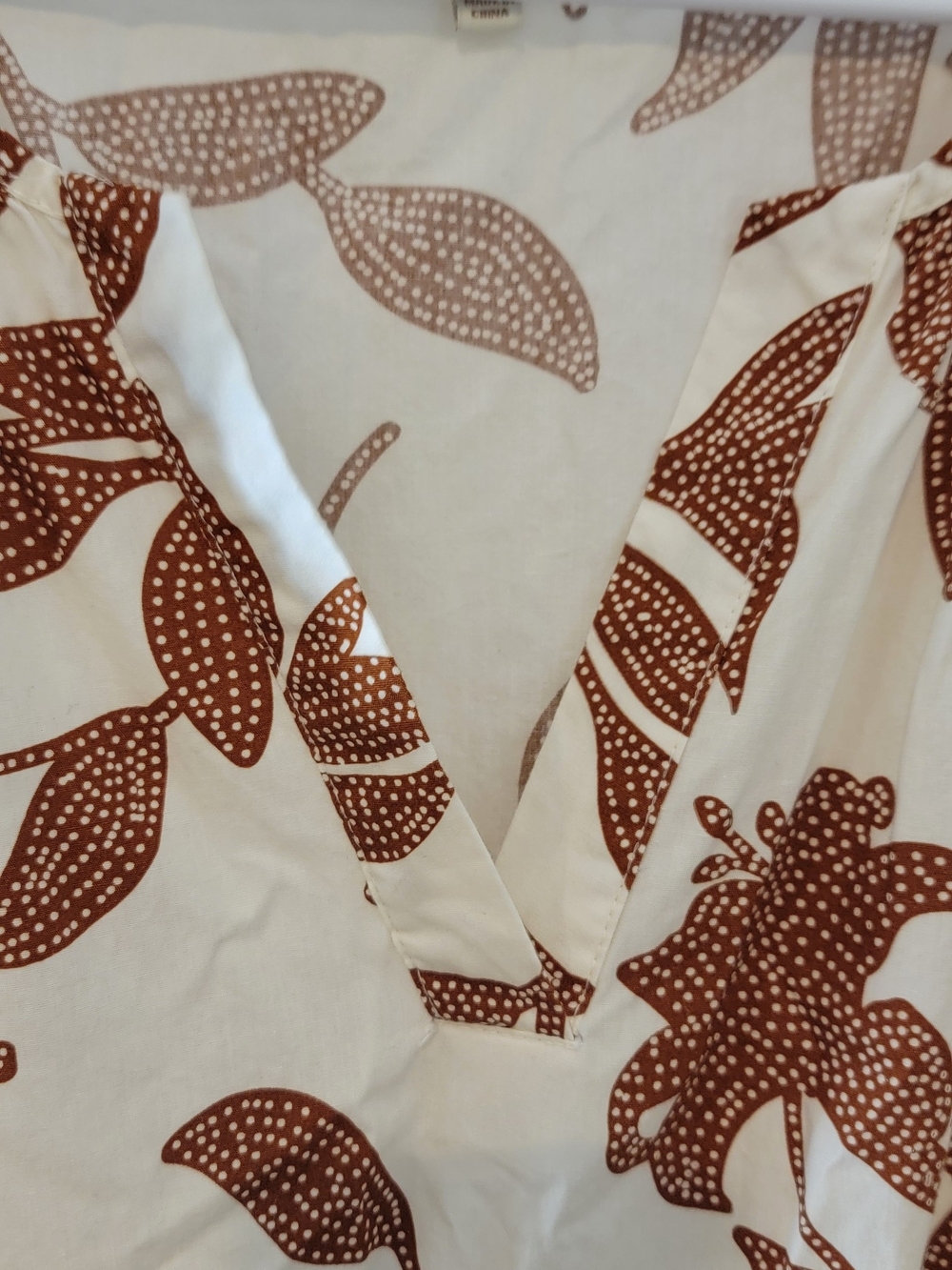 Cream Tiered Maxi Dress with Brown Leaf Print - Picture 2 of 5